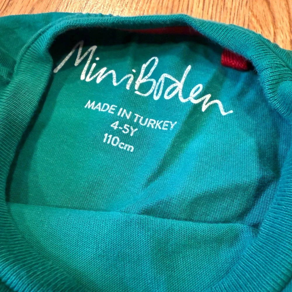 Mini Boden Festive Green Elf Kids Shirt 110cm 4-5 Kids Christmas - Picture 4 of 5